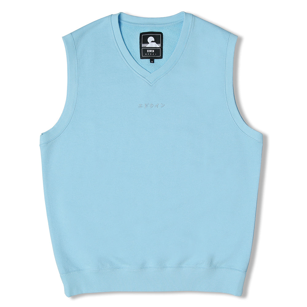 Edwin Katakana Vest - Sky Blue