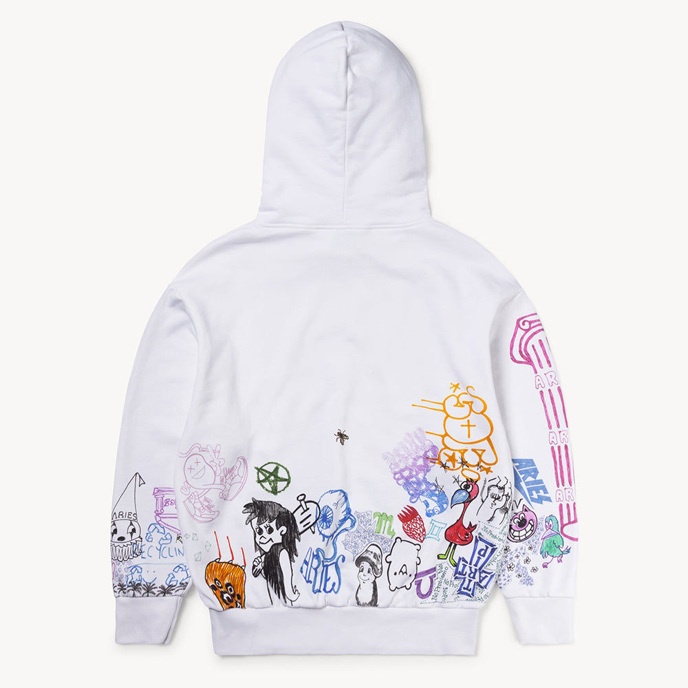 Aries Arise Doodle Hoodie - White