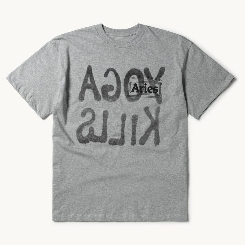 Aries Arise Yoga Kills T-Shirt - Grey Marl