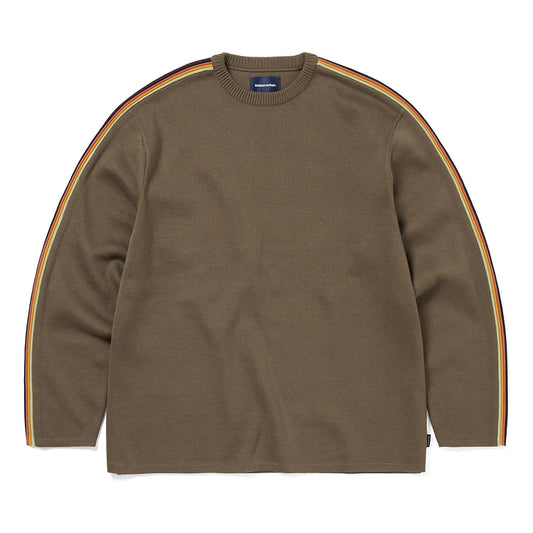 thisisneverthat Striped Sleeve Knit Crew - Brown