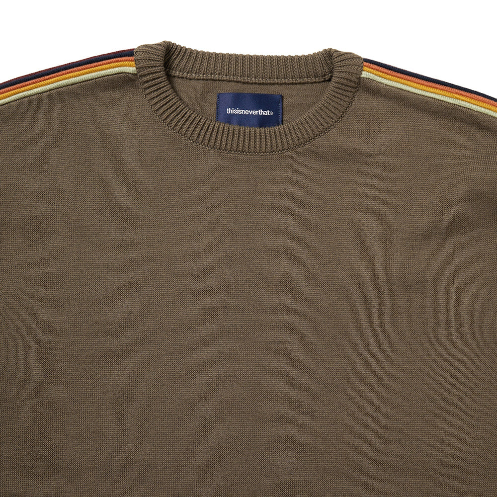 thisisneverthat Striped Sleeve Knit Crew - Brown