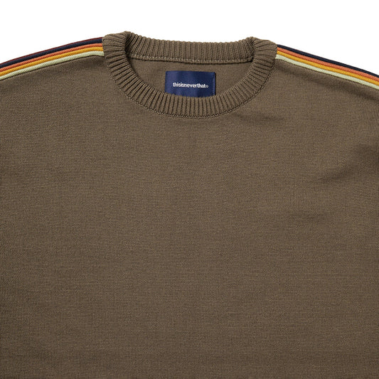thisisneverthat Striped Sleeve Knit Crew - Brown