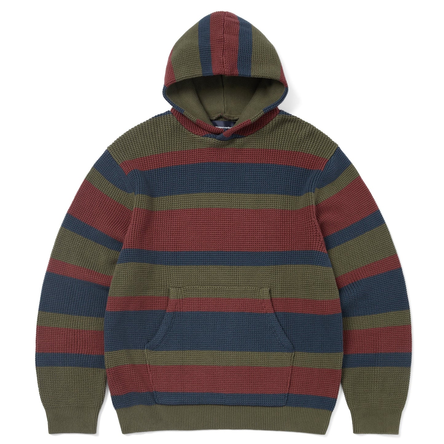 TINT Striped Waffle Knit Hoodie - Olive