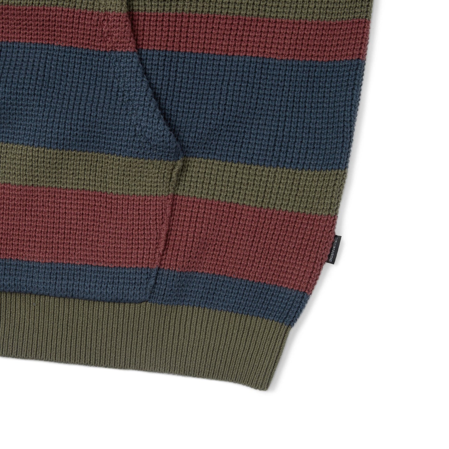 TINT Striped Waffle Knit Hoodie - Olive