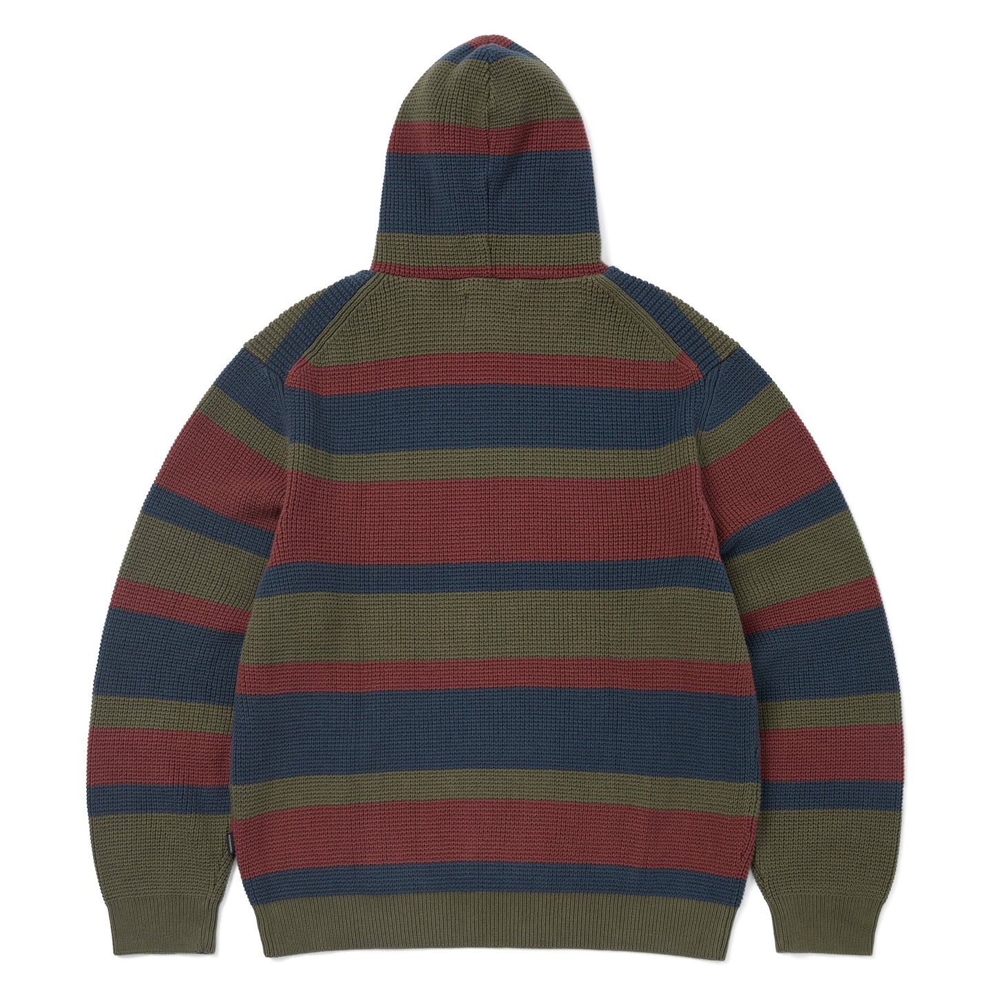 TINT Striped Waffle Knit Hoodie - Olive