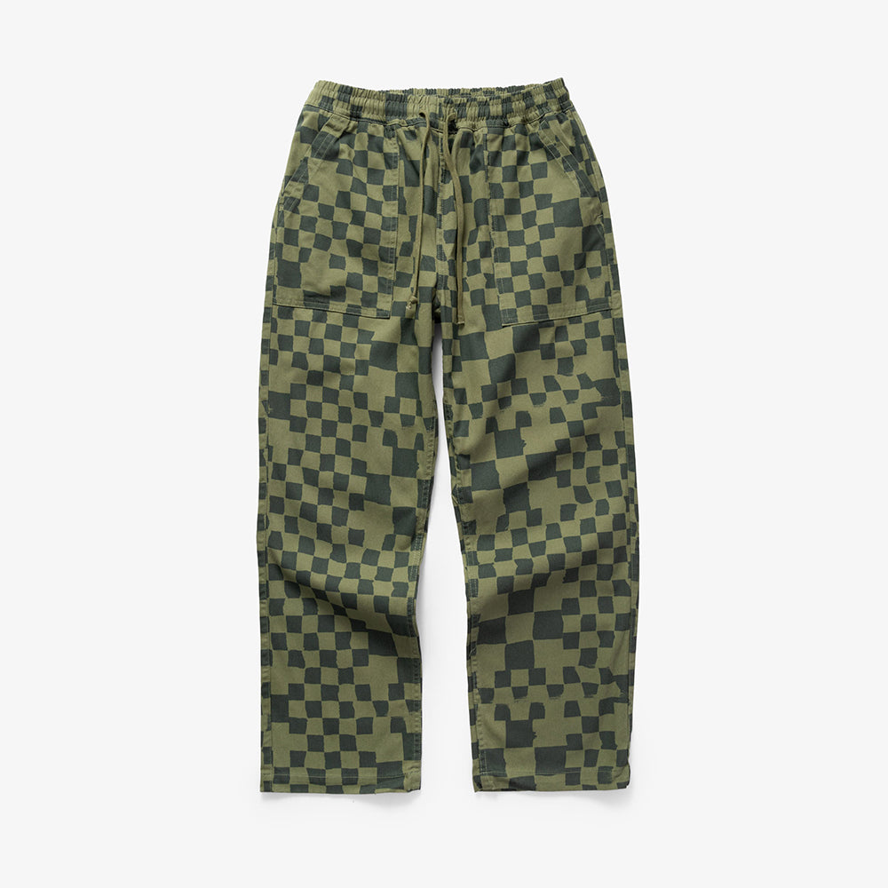 Service Works Printed Chef Pant - Olive Checker