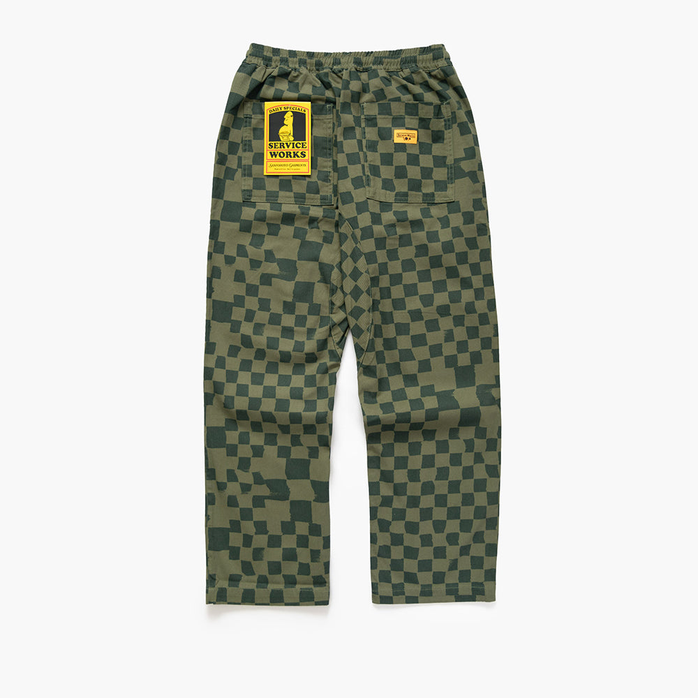 Service Works Printed Chef Pant - Olive Checker