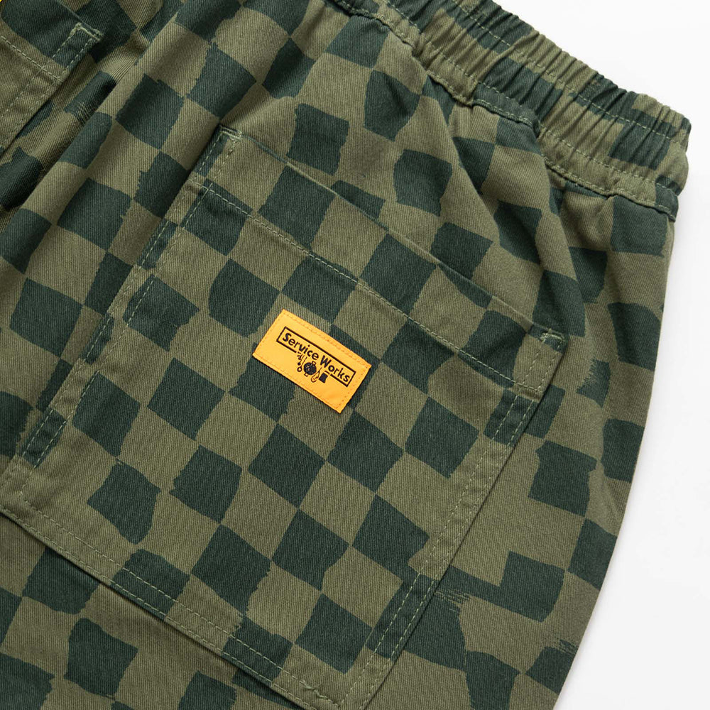 Service Works Printed Chef Pant - Olive Checker