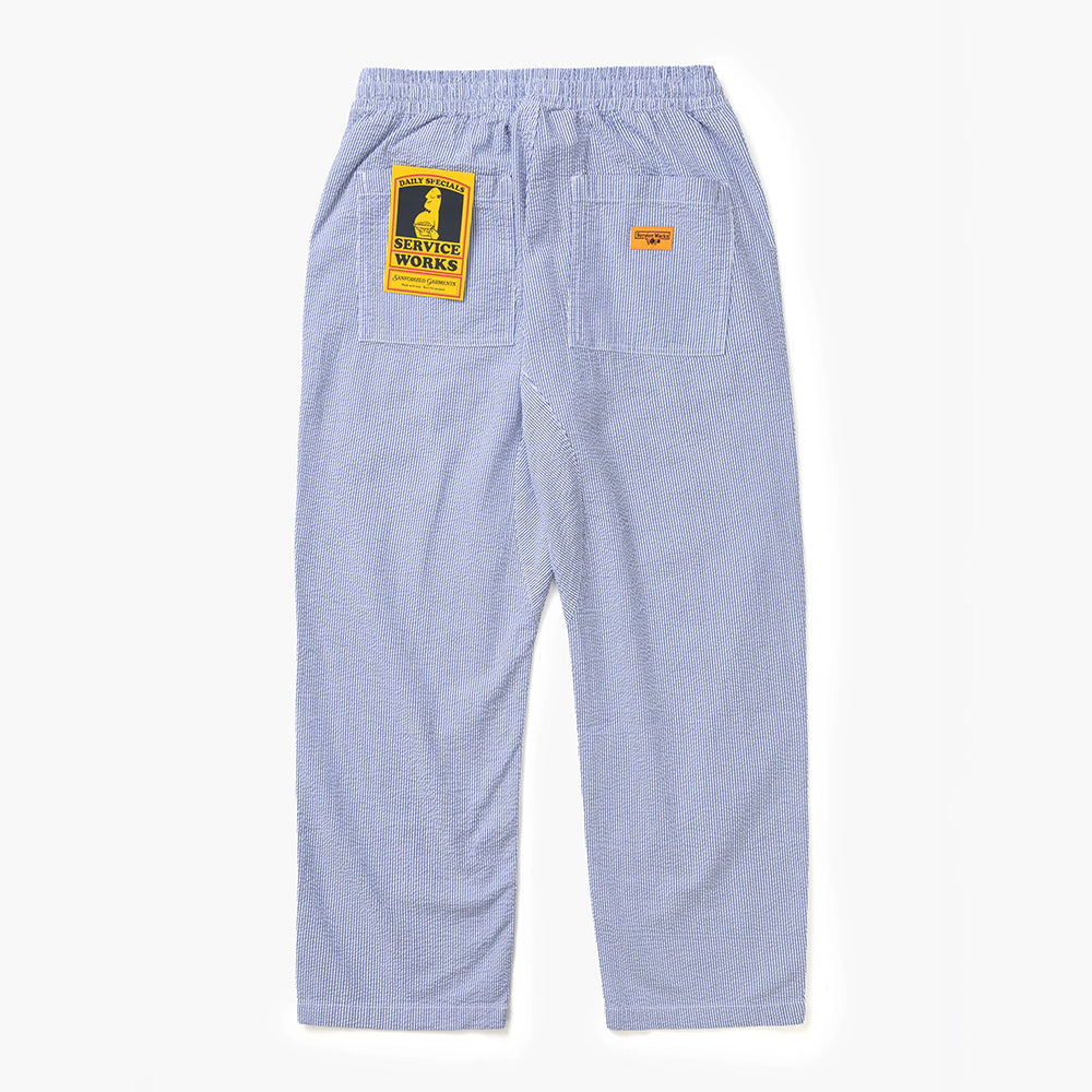 Service Works Seersucker Chef Pants - Navy Stripe