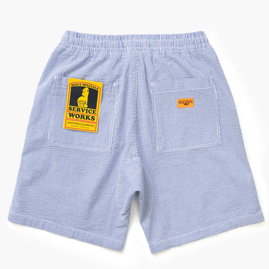Service Works Seersucker Chef Shorts - Navy Stripe