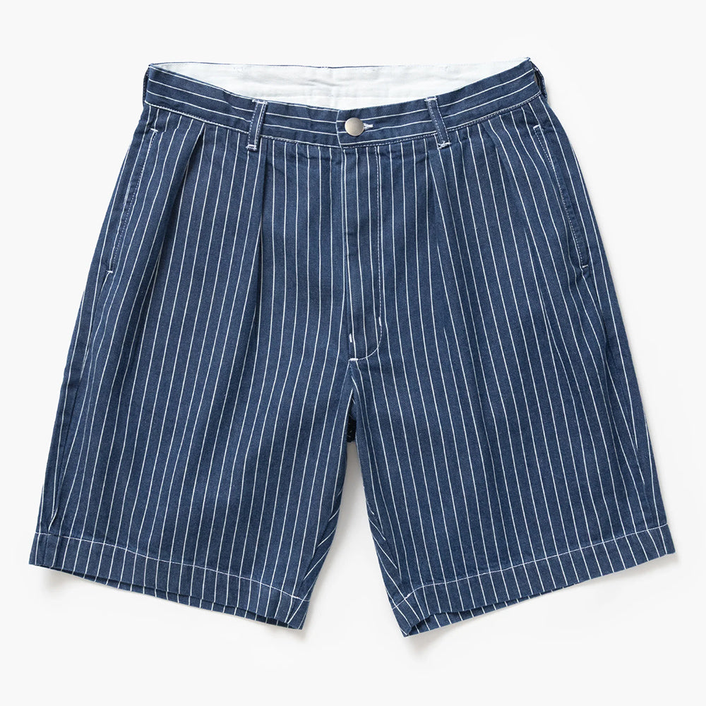 Service Works Pinstripe Denim Part Timer Shorts - Indigo