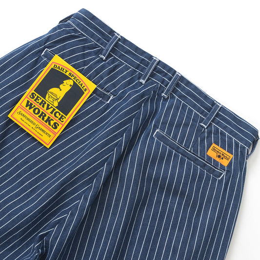 Service Works Pinstripe Denim Part Timer Shorts - Indigo