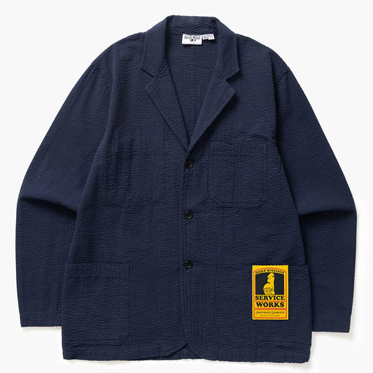 Service Works Seersucker Server Suit Jacket - Dark Navy