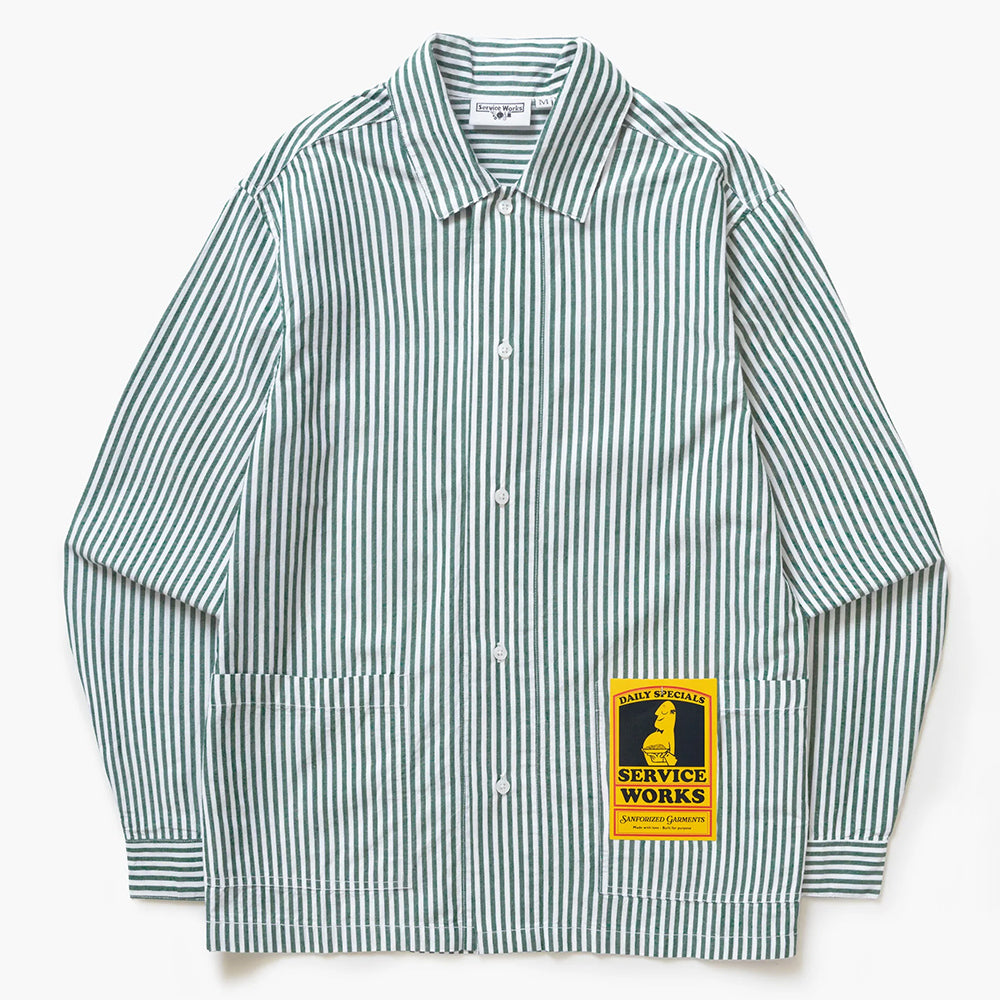 Service Works Poplin Stripe Waiter Shirt - Forest