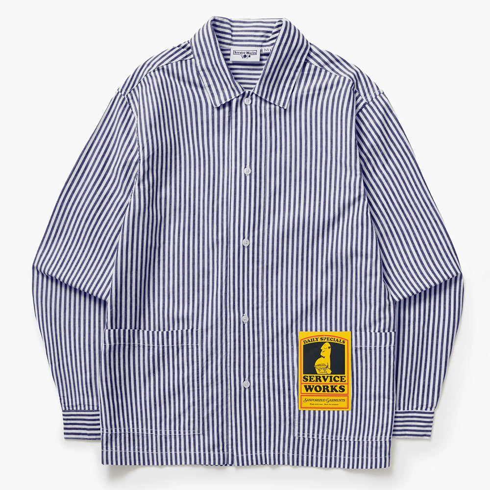 Service Works Poplin Stripe Waiter Shirt - Royal