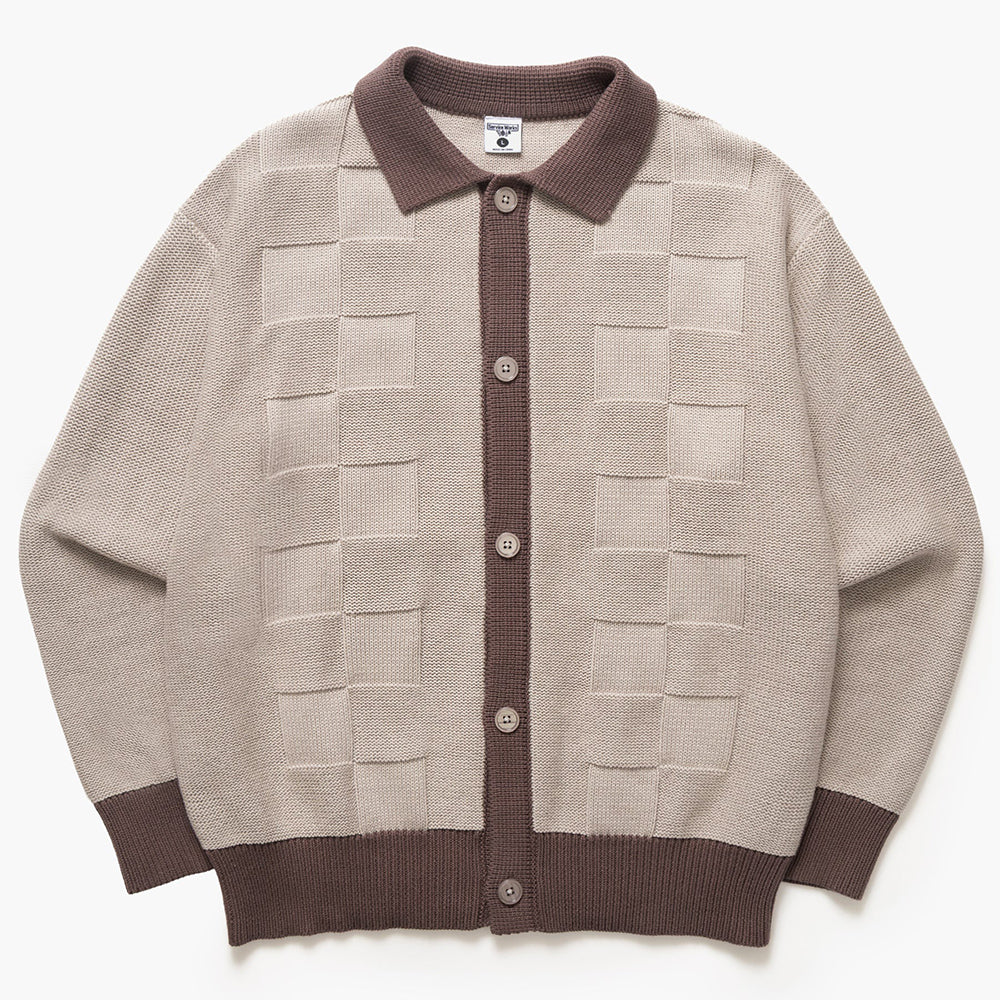 Service Works Check Panel Cardigan - Mushroom