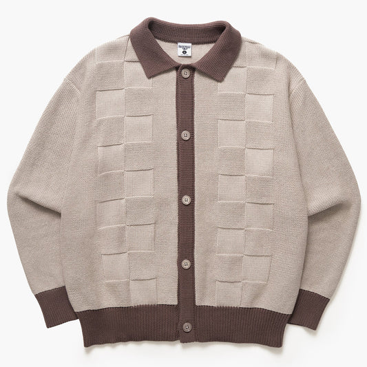 Service Works Check Panel Cardigan - Mushroom