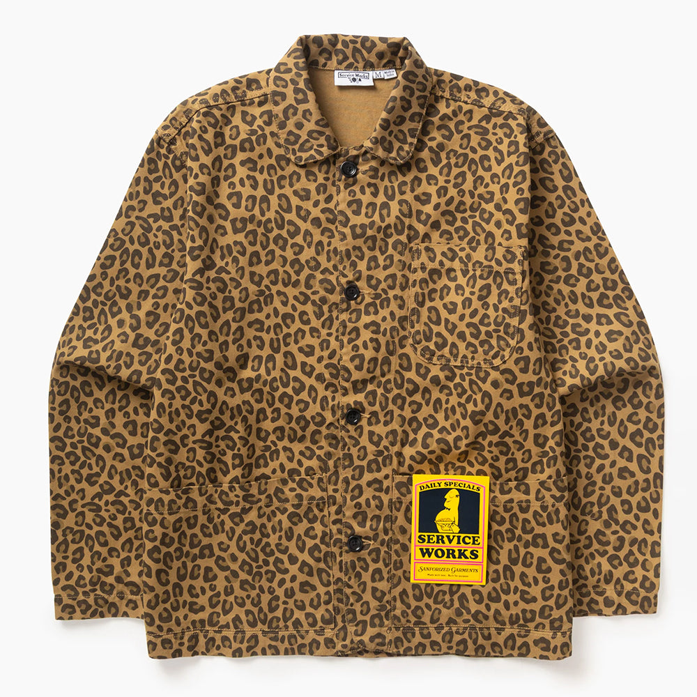 Service Works Patterned Easy Chef Shirt - Brown Leopard