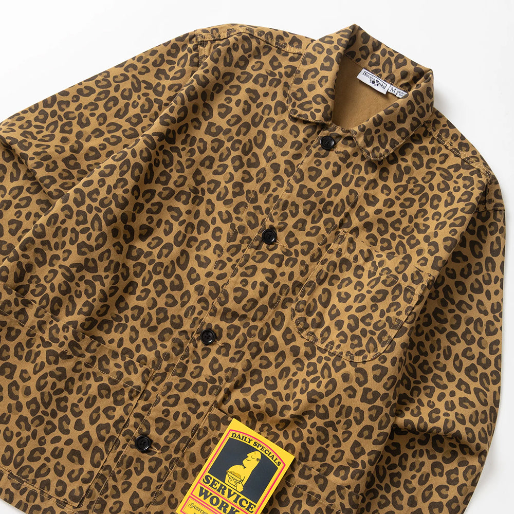 Service Works Patterned Easy Chef Shirt - Brown Leopard