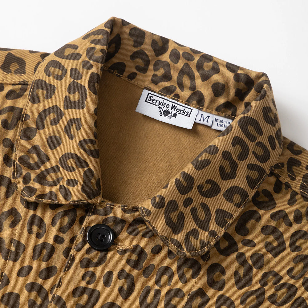 Service Works Patterned Easy Chef Shirt - Brown Leopard