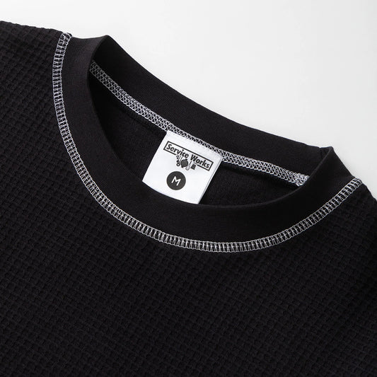 Service Works Waffle  Contrast Thermal LS - Black White