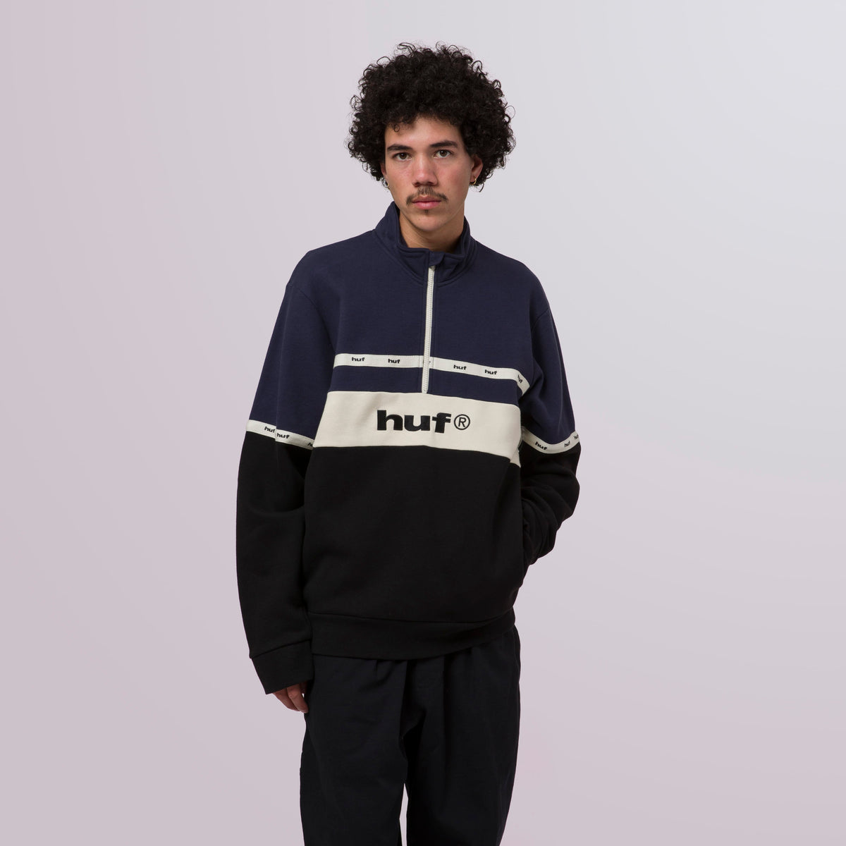HUF Taped 1/4 Zip Fleece - Black