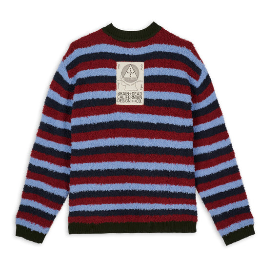 Brain Dead Teddy Fur Striped Cardigan - Blue
