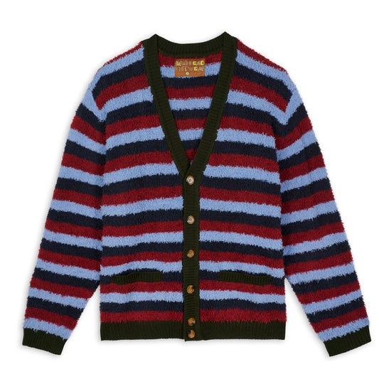 Brain Dead Teddy Fur Striped Cardigan - Blue
