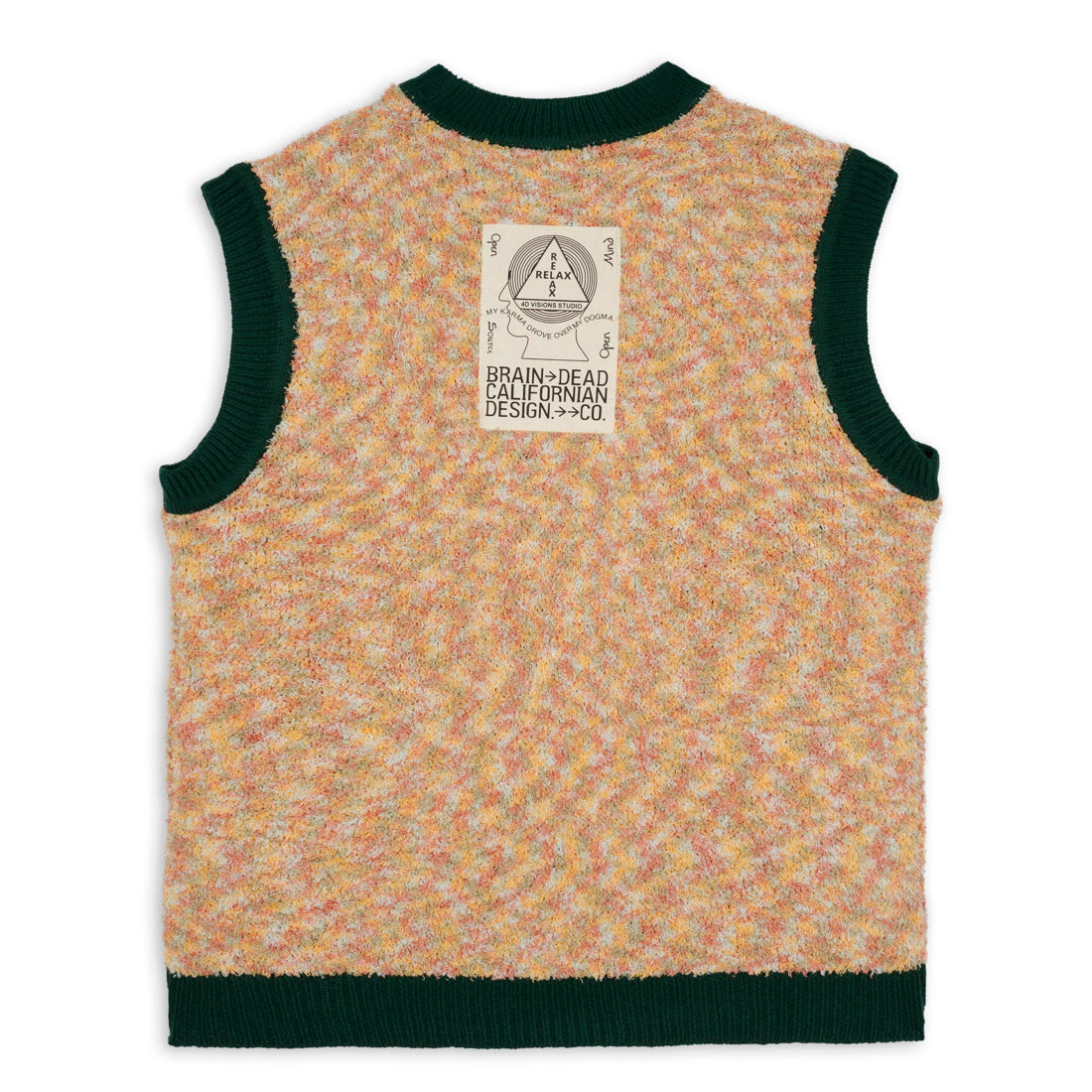 Brain Dead Teddy Fur Striped Vest - Brown