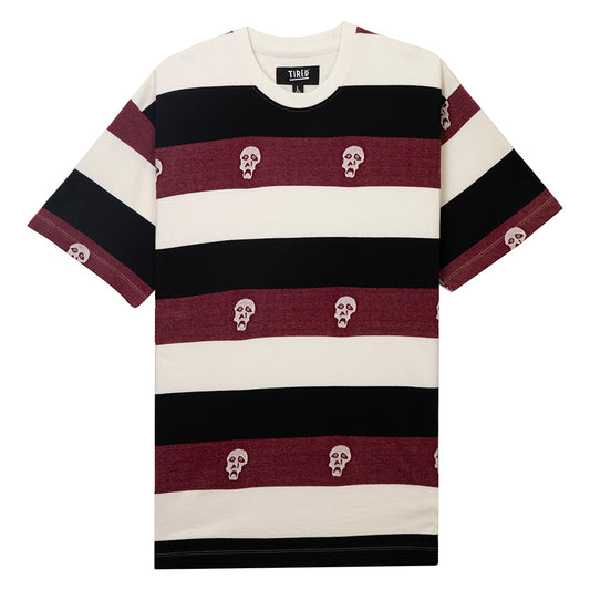 Tired Skateboards Sad Skull Striped Jacquard SS T-Shirt