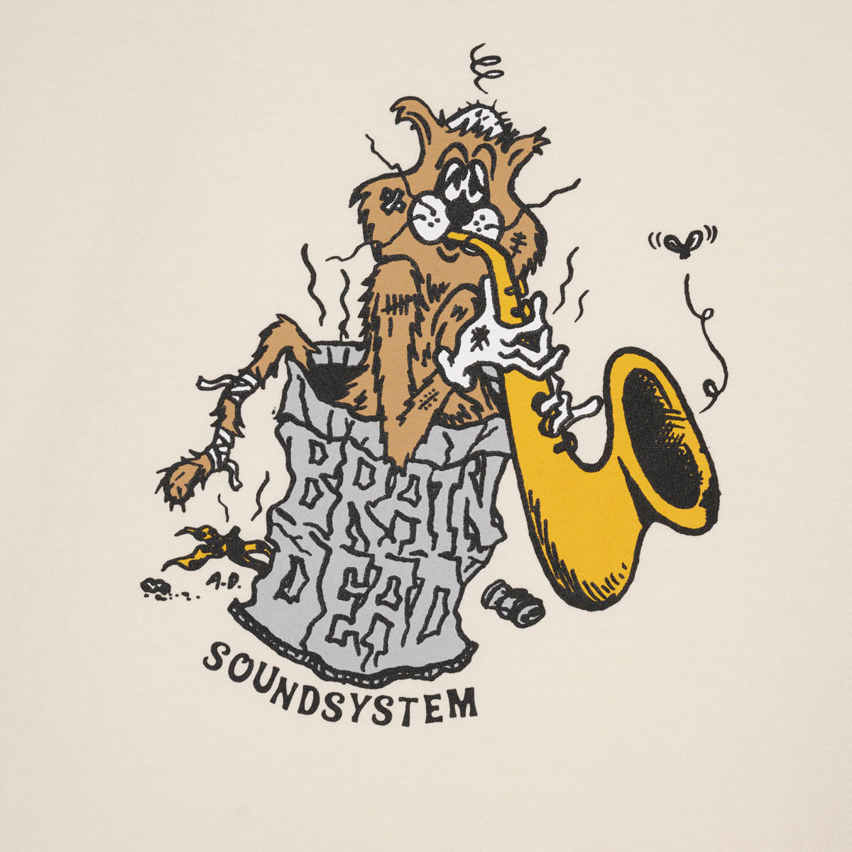 Brain Dead Trash Cat T-Shirt - Natural