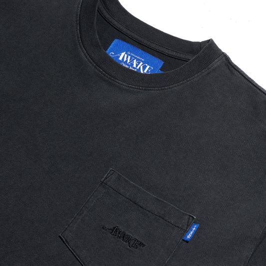 Awake NY Classic Embroidered Logo Pocket T-Shirt - Black