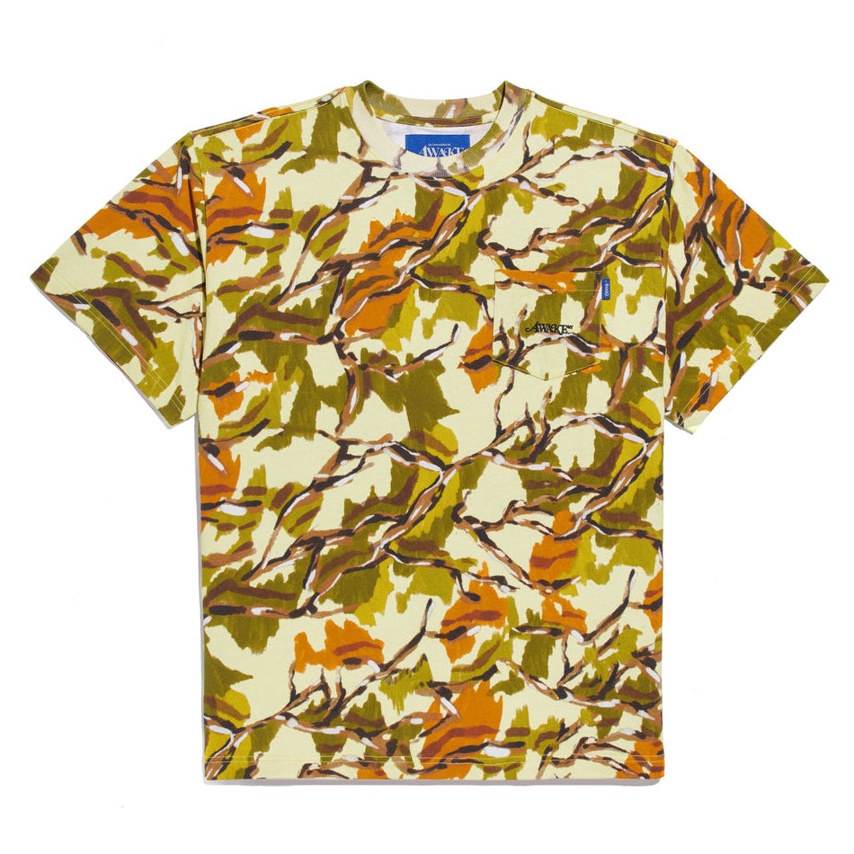 Awake NY Classic Embroidered Logo Pocket T-Shirt - Green Camo