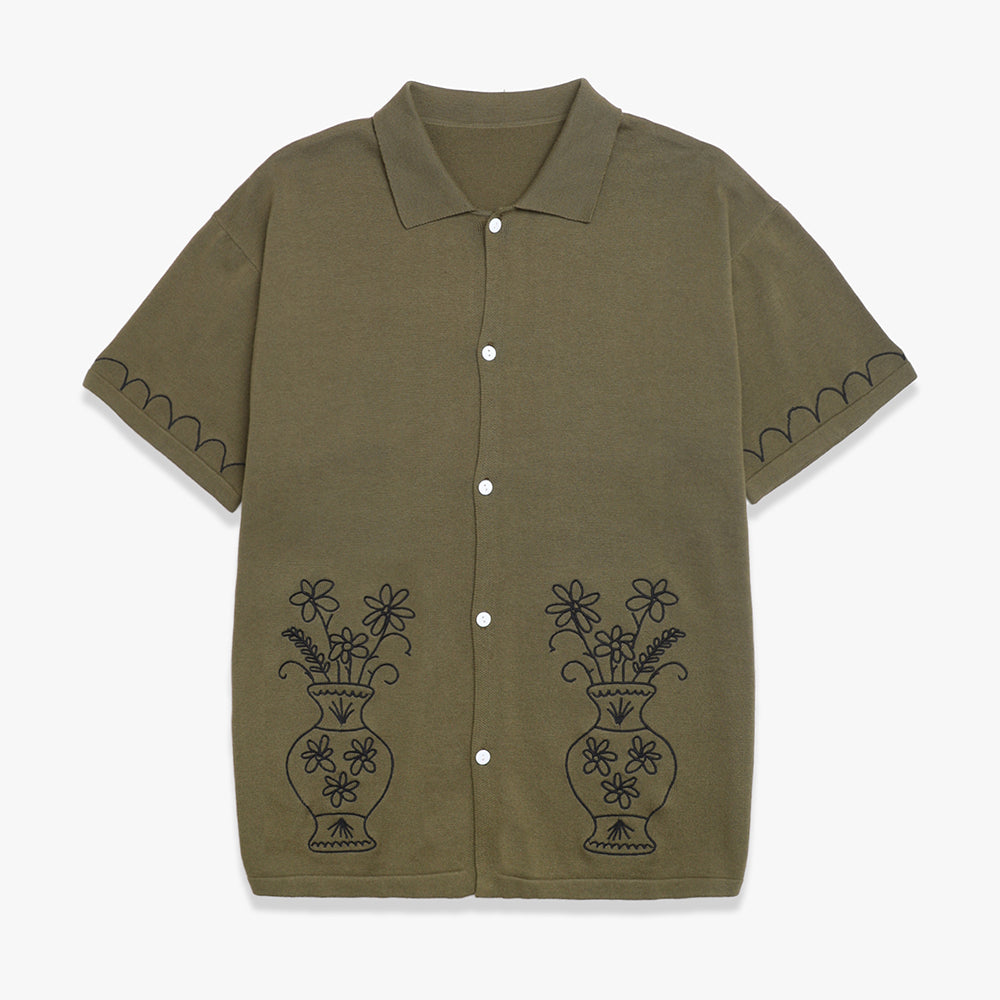 Service Works S/S Knitted Vase Shirt - Olive