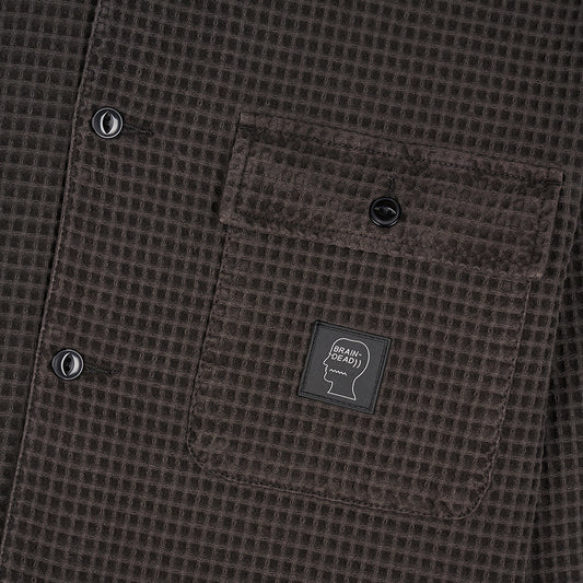 Brain Dead Waffle Snap Front Shirt - Charcoal