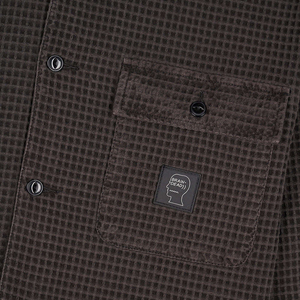 Brain Dead Waffle Snap Front Shirt - Charcoal