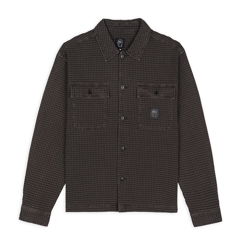 Brain Dead Waffle Snap Front Shirt - Charcoal