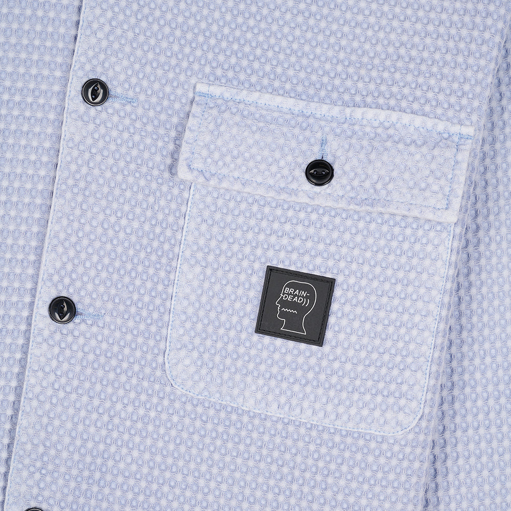 Brain Dead Waffle Snap Front Shirt - Light Blue