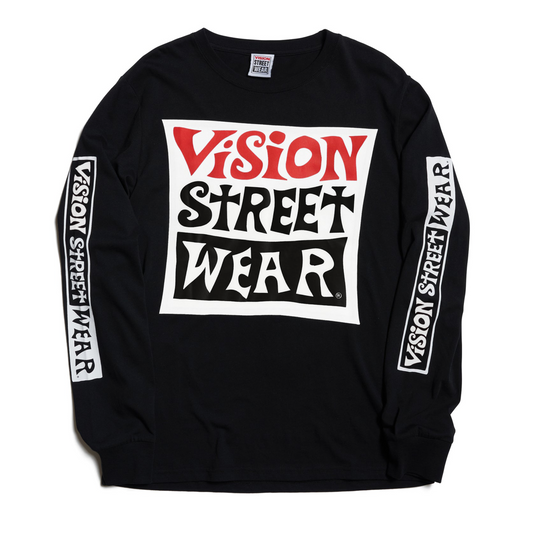 Vision Streetwear Wavy OG Box Logo LS T-Shirt - Black