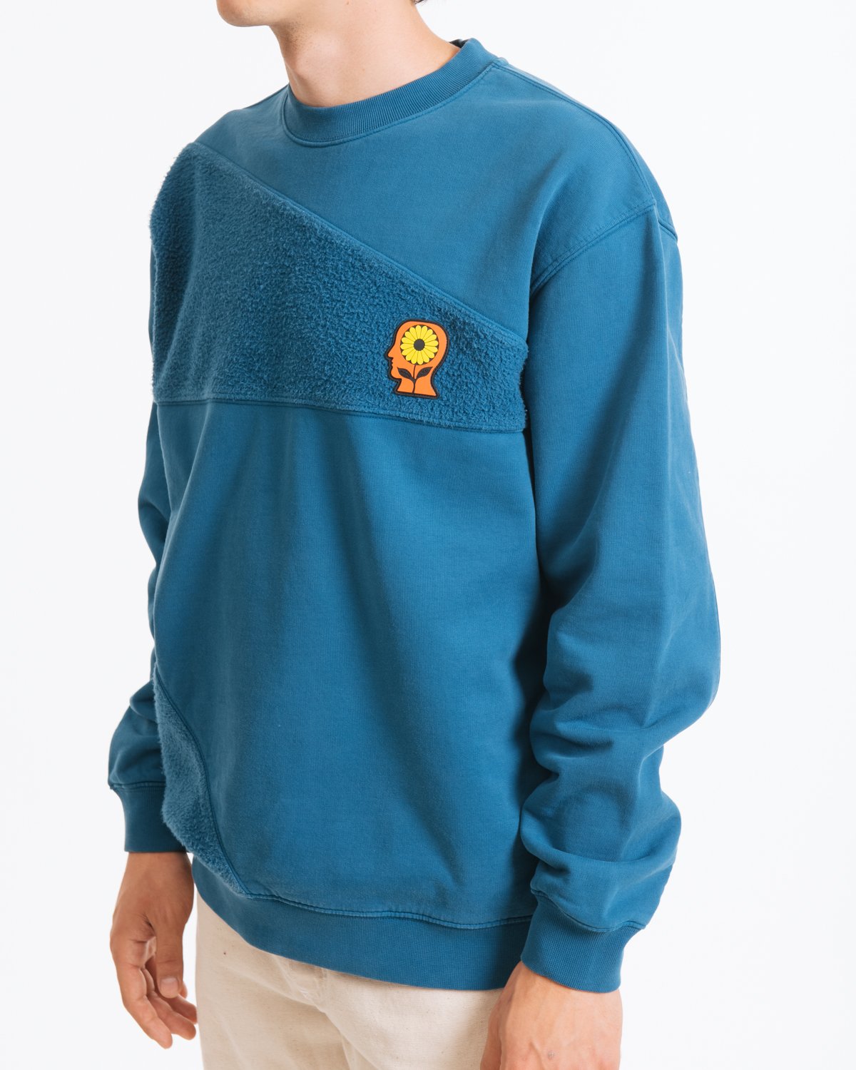 Brain Dead Sunflower Panelled Crewneck Sweatshirt - Blue