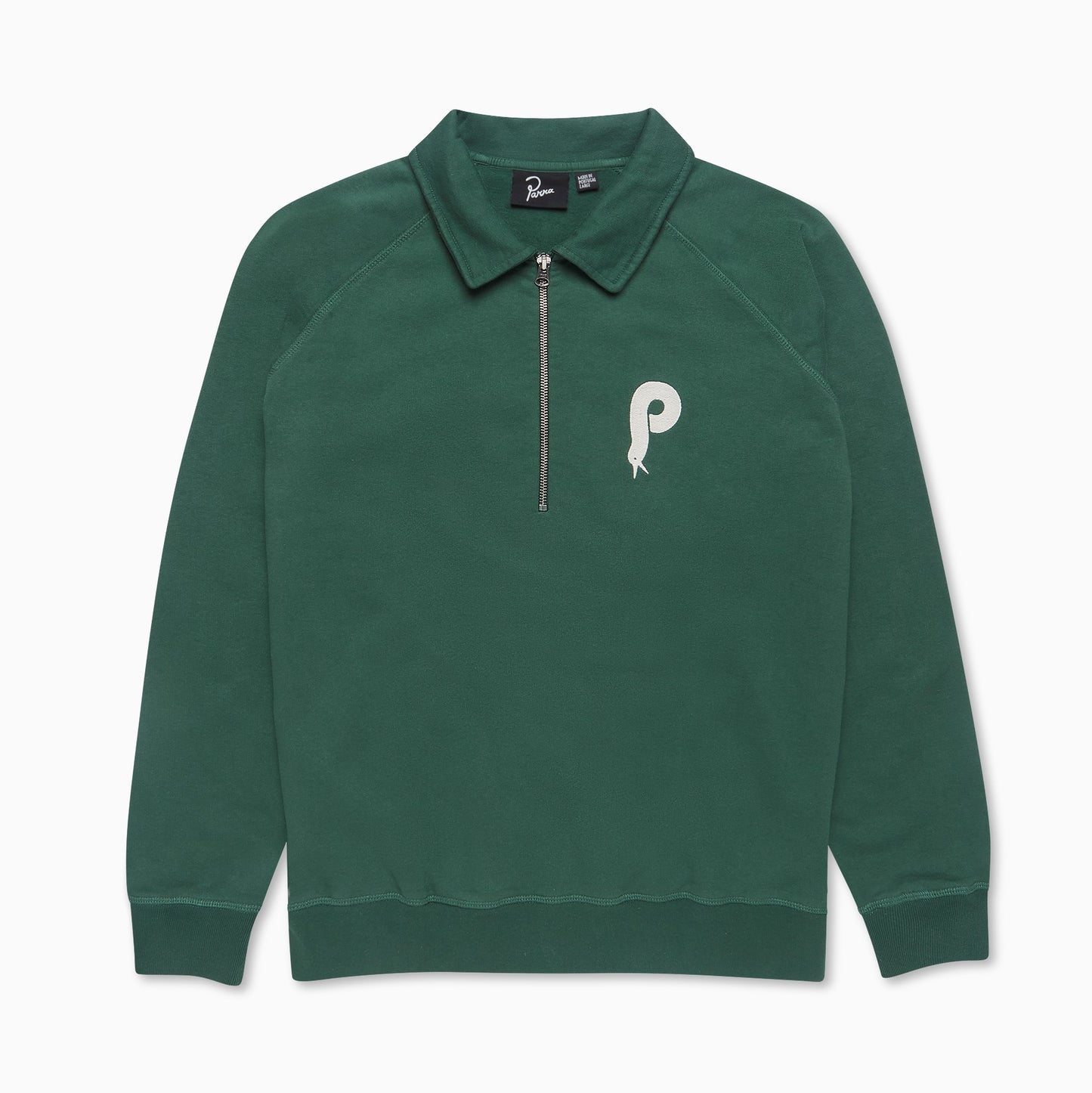 By Parra Birdface Font P Half Zip Polo Sweatshirt